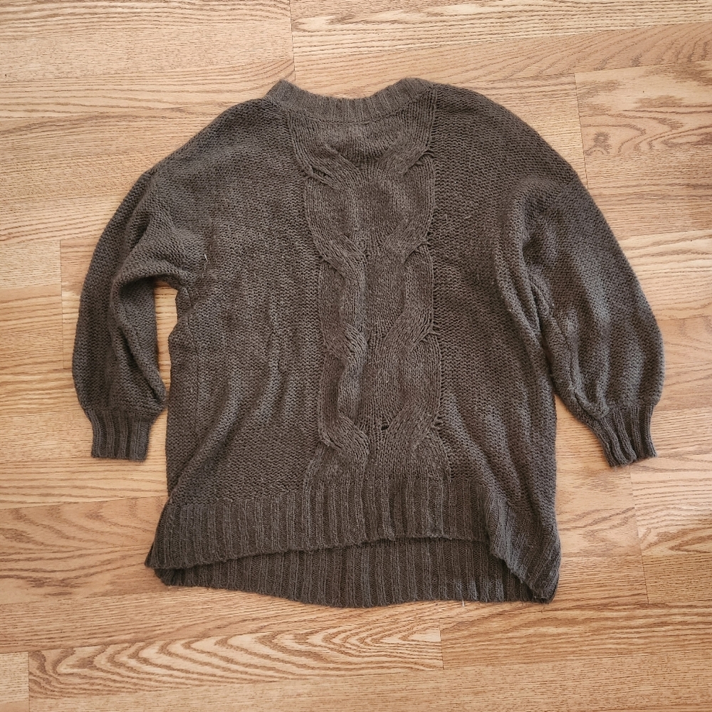 EUC Aerie Dark Green Cable Knit Sweater, Size S